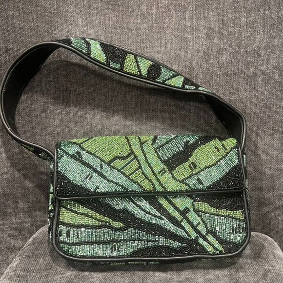 STAUD Handbags - Staud Beaded Tommy Bag Green Palm